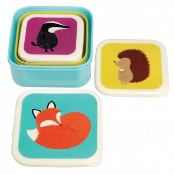 Set Of 3 Rusty Fox And Friends Snack Boxes