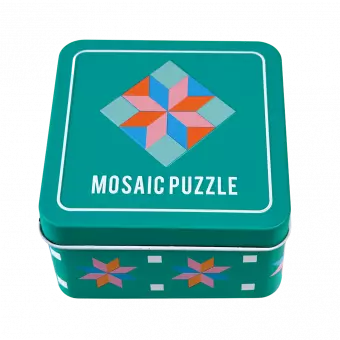 Wooden Mosaic Puzzle In A Tin