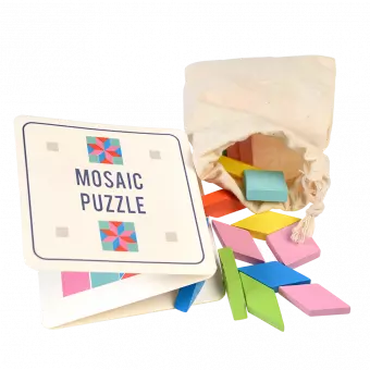 Wooden Mosaic Puzzle In A Tin