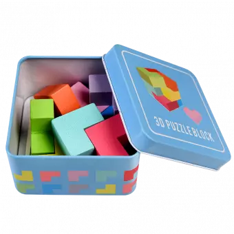 Wooden 3d Puzzle In A Tin