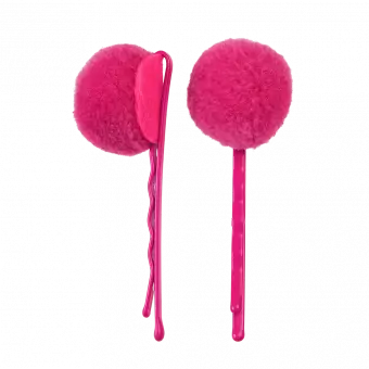 Pink Pom Pom Hair Grips