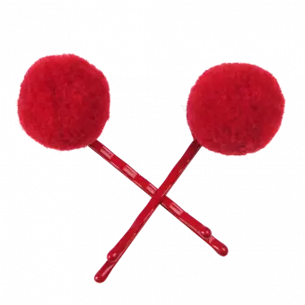 Red Pom Pom Hair Grips