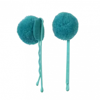 Turquoise Pom Pom Hair Grips