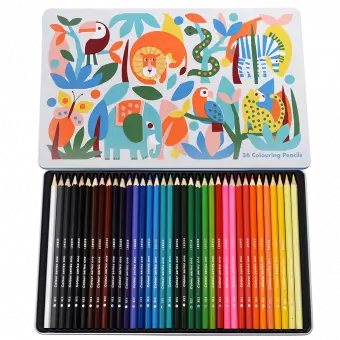 Wild Wonders 36 Colouring Pencils In A Tin