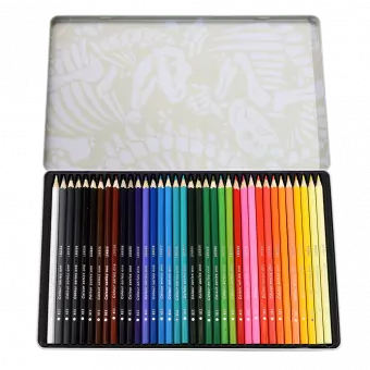 Prehistoric Land 36 Colouring Pencils In A Tin