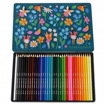 Fairies In The Garden 36 Colouring Pencils In A Tin