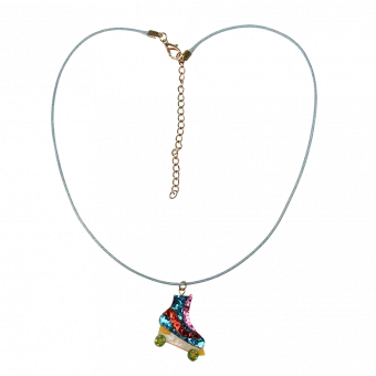 Roller Skate Glitter Necklace