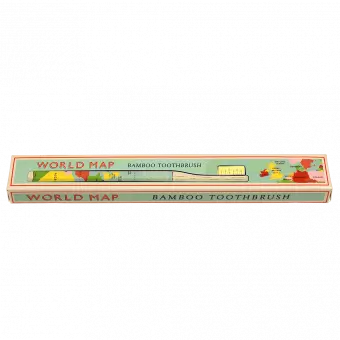World Map Bamboo Toothbrush