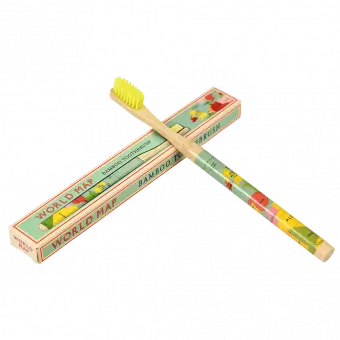 World Map Bamboo Toothbrush