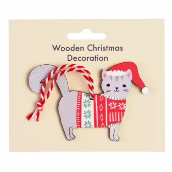 Grey Cat Christmas Decoration