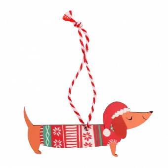 Wooden Christmas decoration sausage dog back side