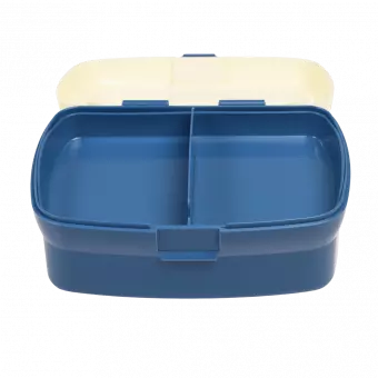 Sharks lunch box with lid open and tray inserted