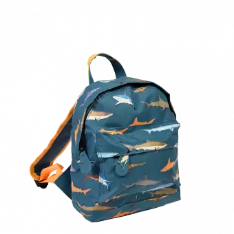 Mini backpack for kids with pictures of sharks