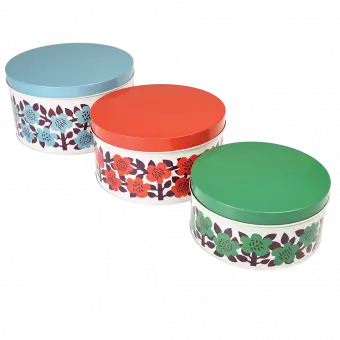 Astrid Flower Round Tins (set Of 3)