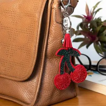 Glittery red cherry keyring 