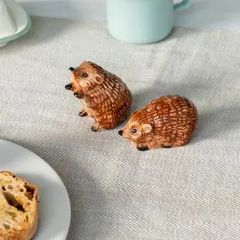 Hedgehog‑shaped ceramic salt and pepper shakers 