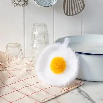 Non-scratch scrubber dishcloth - Fried egg