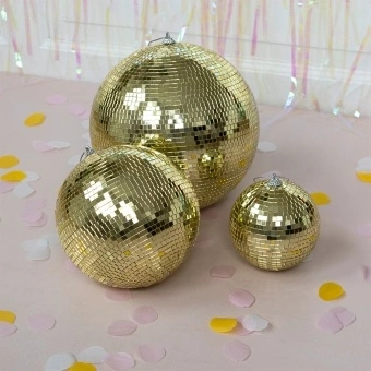Hanging disco ball in gold with different size