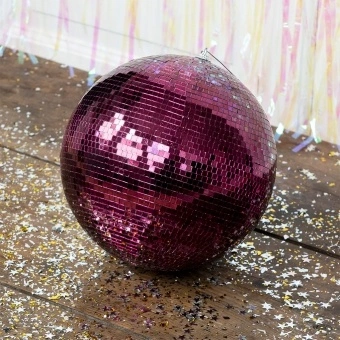 Plum hanging disco ball 20cm ornament with mirrored tiles 