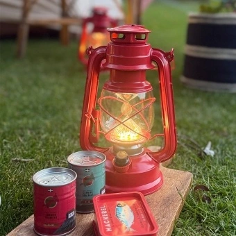 Red LED hurricane lantern