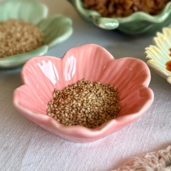 Pink ceramic flower bowl - 9cm