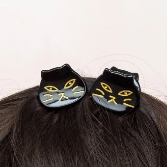 Mini hair claw clips (set of 2) - Black cats