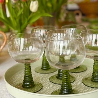 Green retro Roemer glasses - set of 2