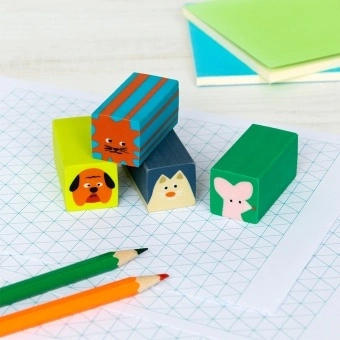 Animal face erasers - Assorted