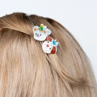 Set of two mini party dogs design hair claw clips