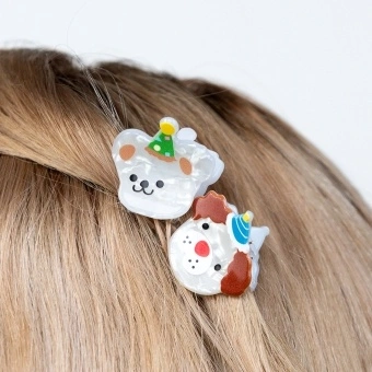 Set of two mini party dogs design hair claw clips