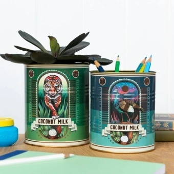 set of two medium storage tins in coconut milk