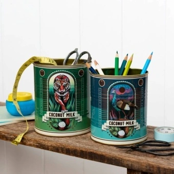 set of two medium storage tins in coconut milk