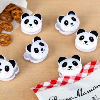 Set of six panda-shaped bag clips