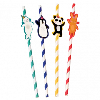 Party Animals Party Straws (pack Of 4)