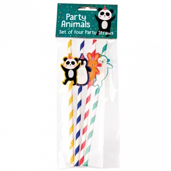Party Animals Party Straws (pack Of 4)