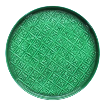 Round enamel trinket tray in dark green