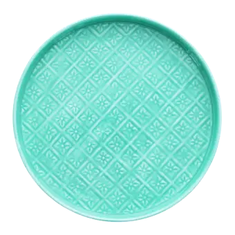 Round enamel trinket tray in aqua
