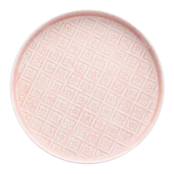 Round enamel trinket tray in soft pink