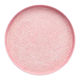 Round enamel trinket tray in pink