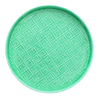 Round enamel trinket tray in green