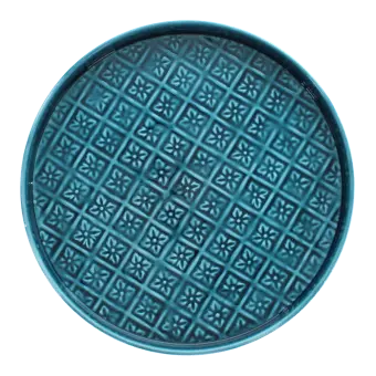 Round enamel trinket tray in blue