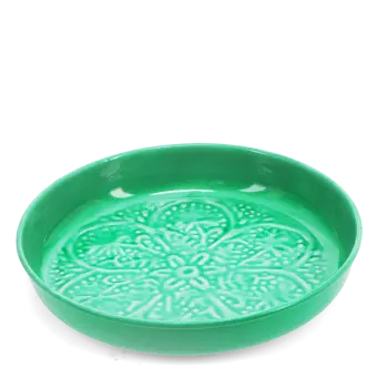 enamel trinket dish in green
