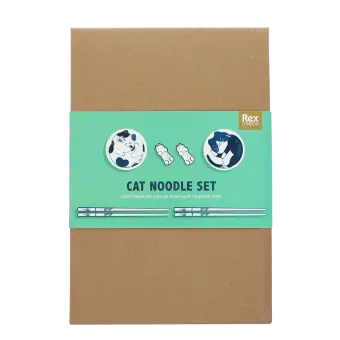 Chopsticks, rests and dipping bowls set in a brown gift box