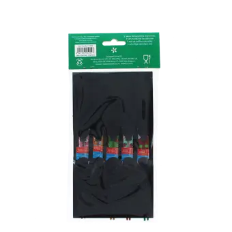 Set of five pairs of colorful chopsticks with cute animal and fruit designs in a packaging