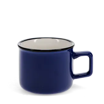 Stoneware espresso mug in dark blue.