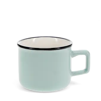 Stoneware espresso mug in light blue.