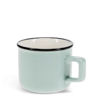 Stoneware espresso mug in light blue.