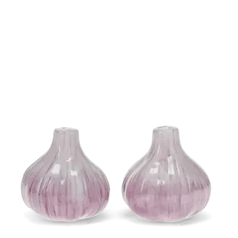 Garlic‑shaped ceramic salt and pepper shakers