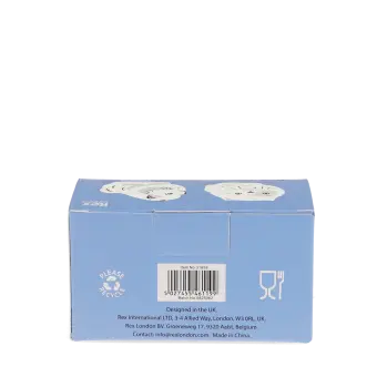 Back of dog‑shaped salt and pepper shakers packaging with printed barcode.