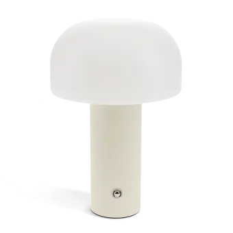 USB lamp with a white dome shade and grey base.